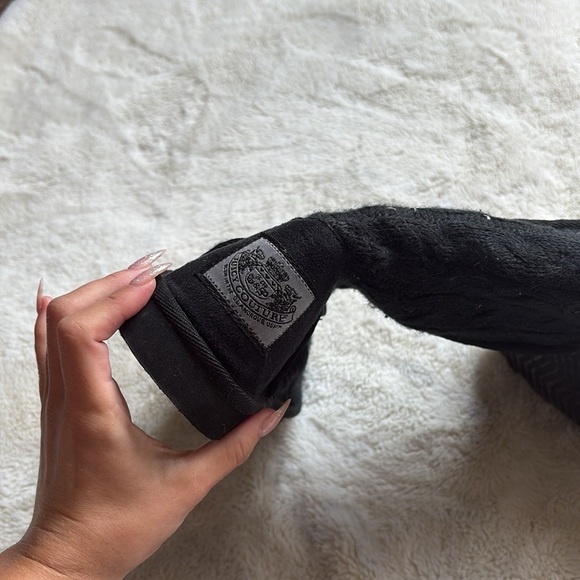 Juicy Couture Black Knit Sparkle Boots | Girls Size 4 | Y2K Cozy Glam Vibe - Picture 3 of 7